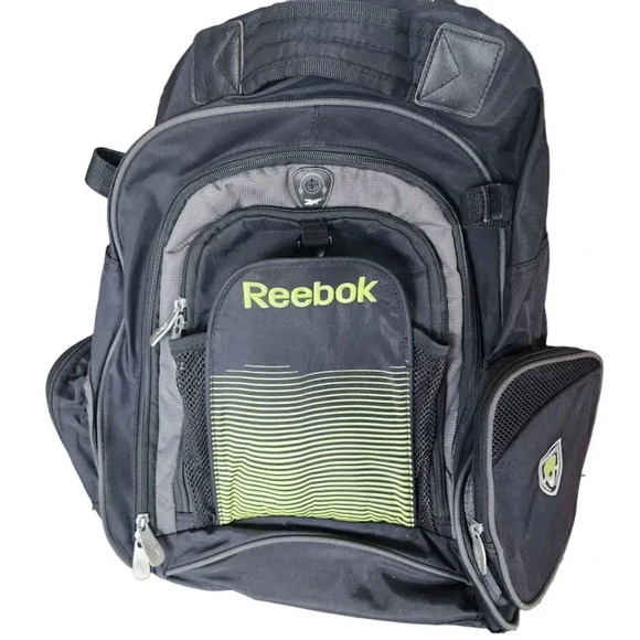 Reebok Pro 5-Pockets Logo Sports Backpack Bag, Black - Picture 1 of 6